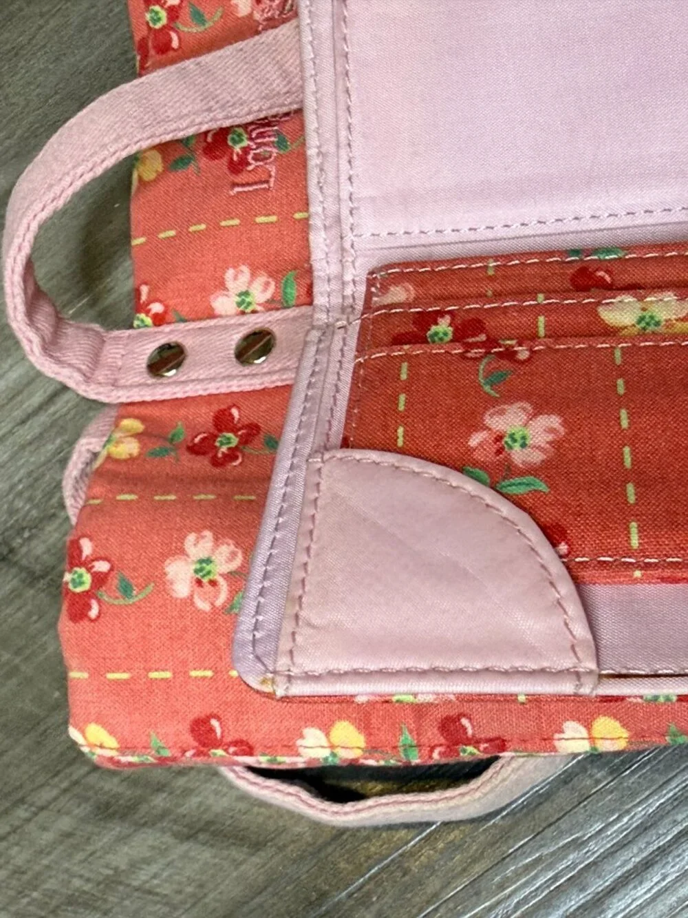 Longaberger pink floral tote and matching wallet set (preowned)
